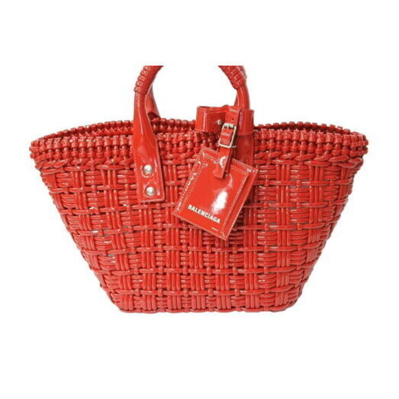 BALENCIAGA Bistro Basket Bag handbag tweed red enamel - Picture 2 of 8